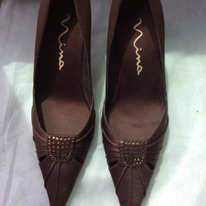 Nina chocolate Satin Heels